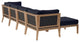 Clearwater Outdoor Patio Teak Wood 6-Piece Sectional Sofa, Gray Navy