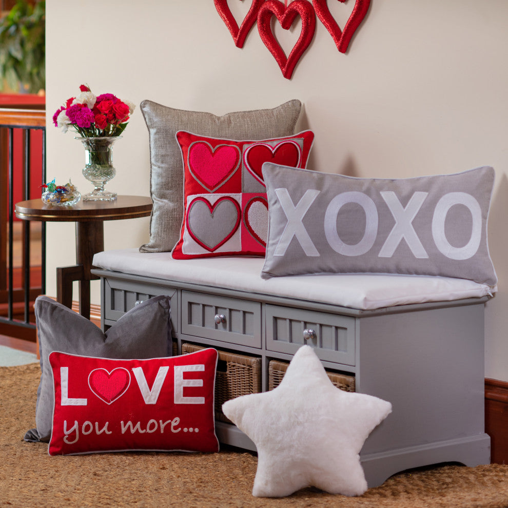 Indoor Valentines XOXO Gray Rectangular Throw Pillow