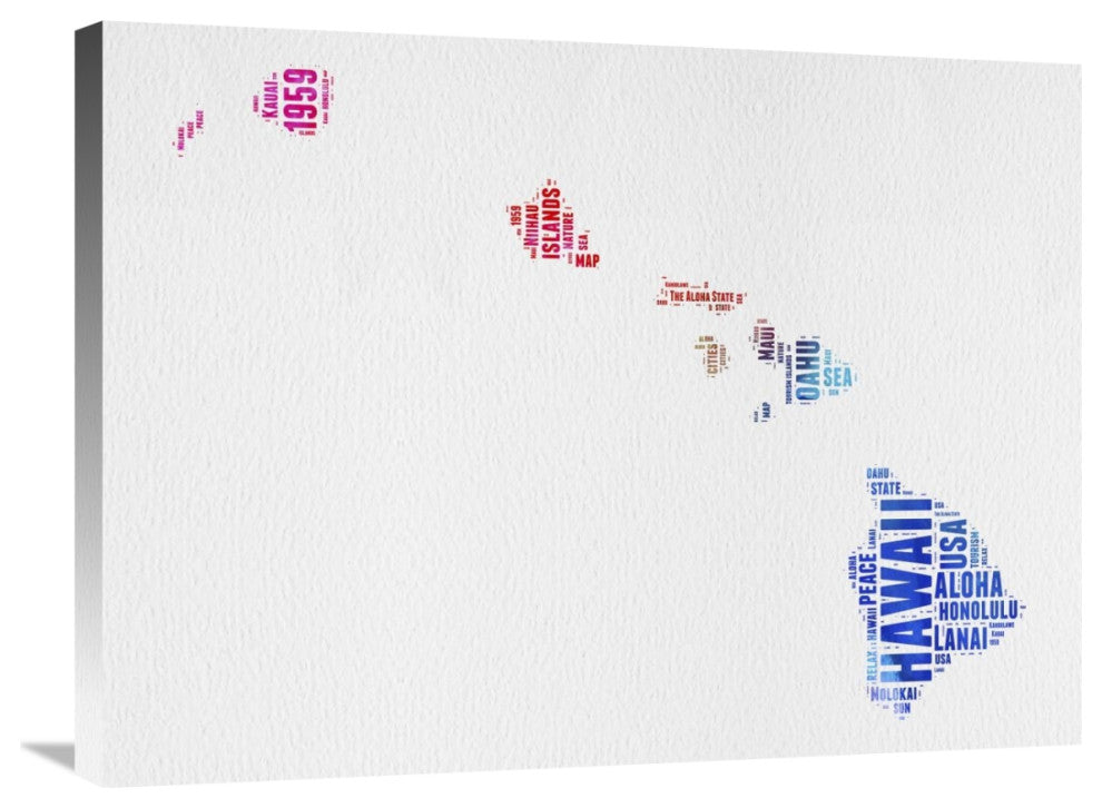 "Hawaii Watercolor Word Cloud" Fine Art Print