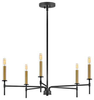 Lark 83075 Hux 5 Light 28"W Taper Candle Chandelier - Lacquered Brass