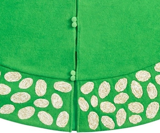 Handmade Contemporary Pebble Pattern Christmas Tree Skirt in Green