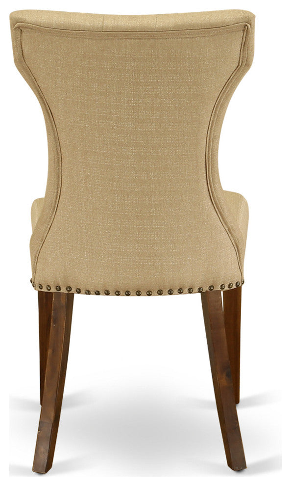 Gallatin Parson Chair, Antique Walnut 401 Leg, Brown Fabric Color Set of 2