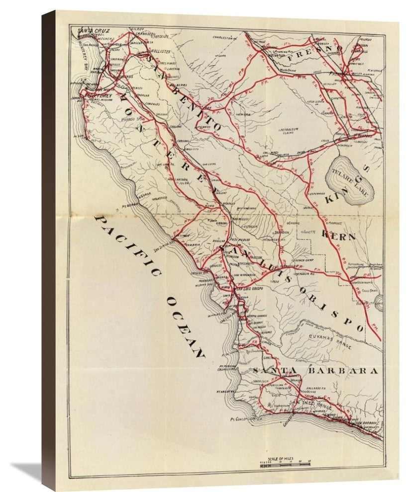 California Central Counties, 1896, 22"x30"