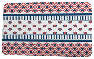Upscale Getaway Scrambled Prints Geometric Print Bath Mat, Orange/Coral, 21"x34"