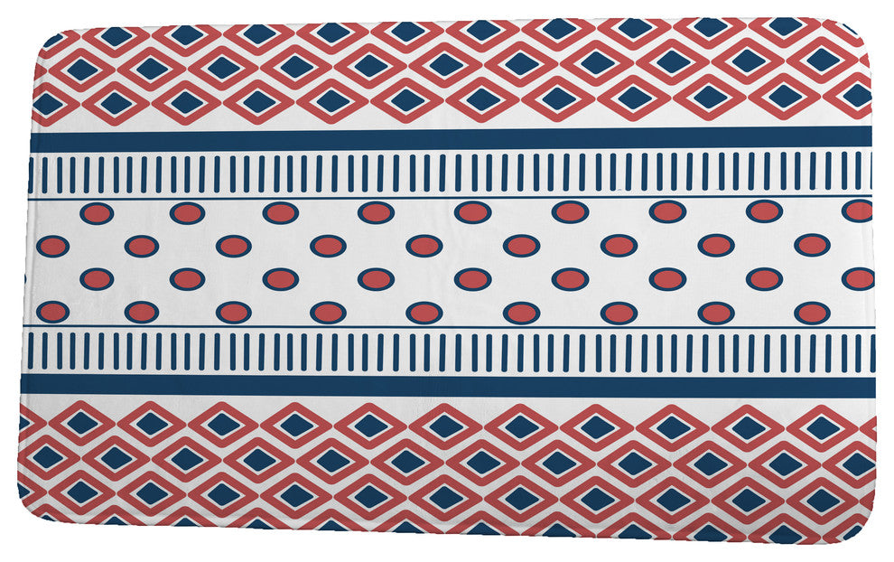 Upscale Getaway Scrambled Prints Geometric Print Bath Mat, Orange/Coral, 21"x34"