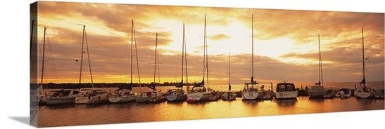"Sunset Egg Harbor Door County Wisconsin" Canvas Art, 60"x20"x1.25"