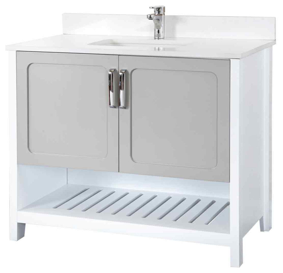 Florin Collection 42" Bathroom Vanity With Sink, Mirror, Countertop, Gray
