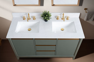 Vanity Art Bathroom Vanity With Sink, Vintage Green, 54" Double