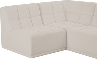 Relax Velvet Upholstered 5-Piece L-Shaped Modular Sectional, Cream
