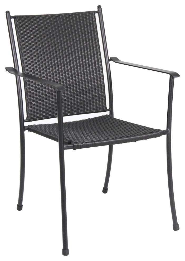 Cambridge Steel Stack Wicker Chair, Black, Set of 4