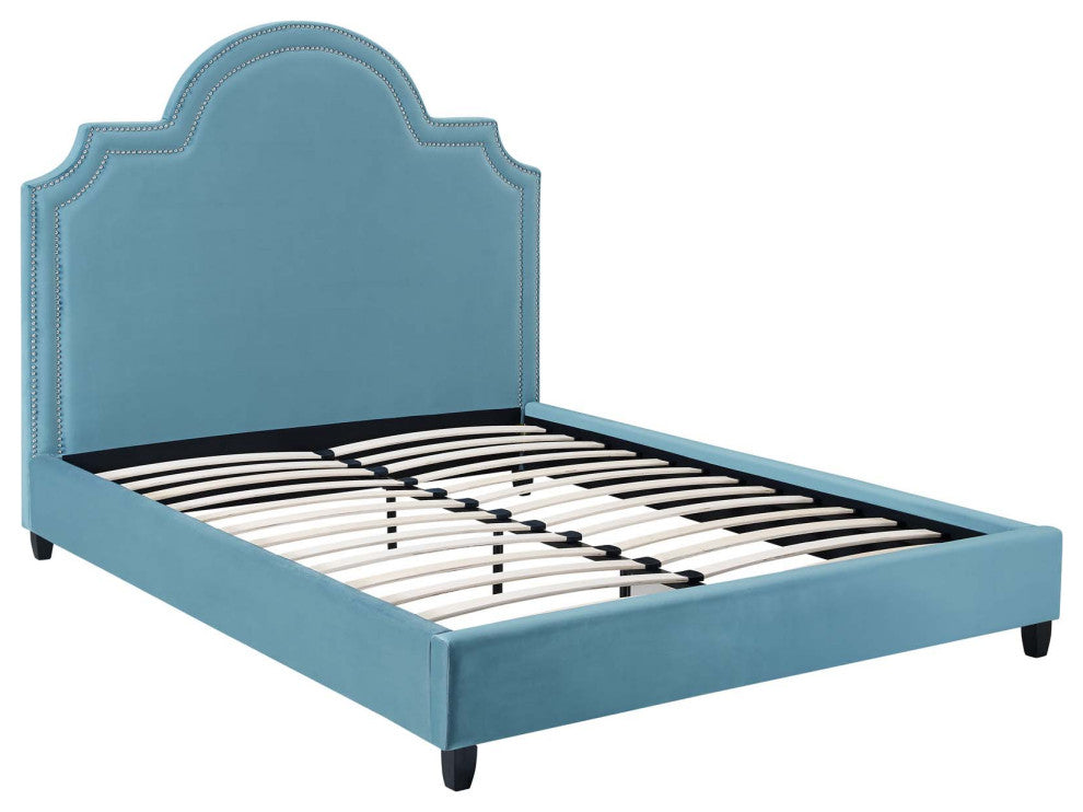 Primrose Queen Performance Velvet Platform Bed