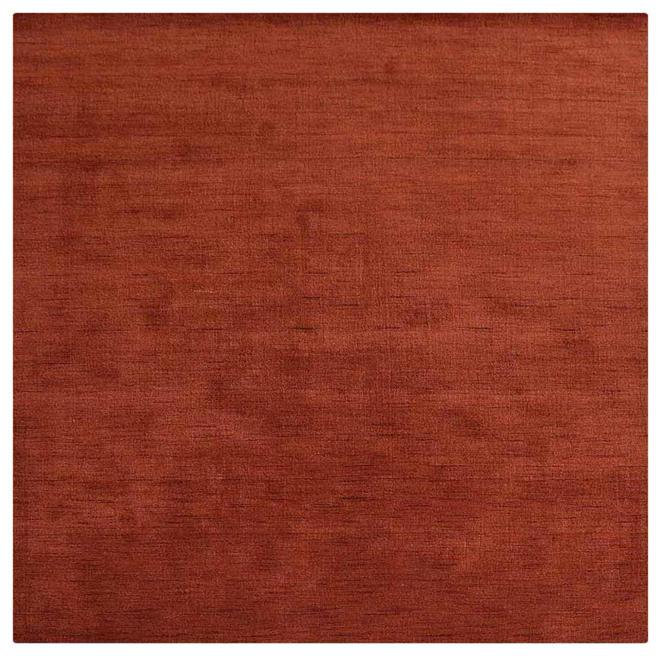 Hand Knotted Loom Wool Area Rug Solid Light Red, [Square] 8'x8'