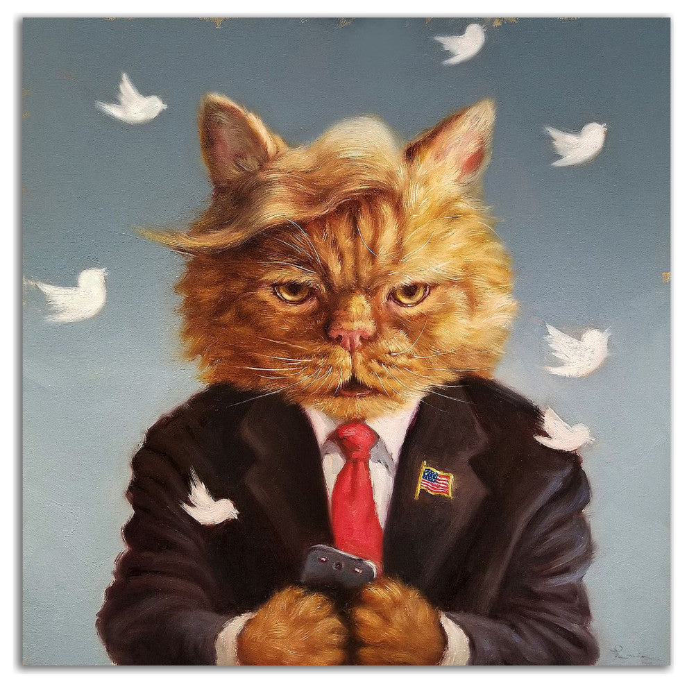 "Catty Remarks" by Lucia Heffernan, Print on Canvas, 14"x14"