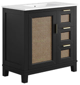 Dixie 36" Solid Wood Bathroom Vanity Cabinet, Black White