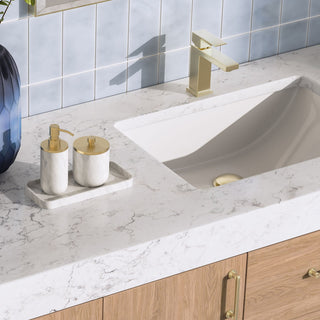 Bahia Bath Vanity, Oak, 84", Brushed Gold Hardware, Double, Freestanding