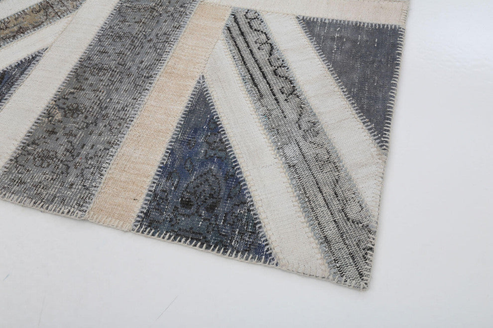 Rug N Carpet - Hand-knotted Turkish 4' 8'' x 6' 5'' Flag Patchwork Rug