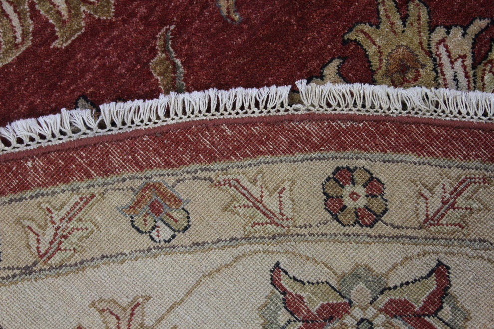 Chobhi Hand-Knotted Rug, Red/Ivory, 9"x9"