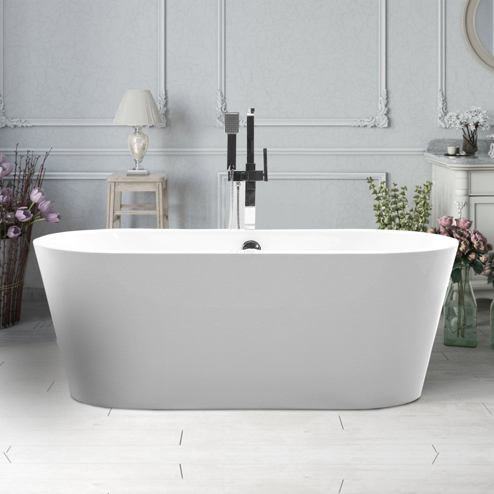 Vanity Art Freestanding Acrylic Bathtub, White, Large
