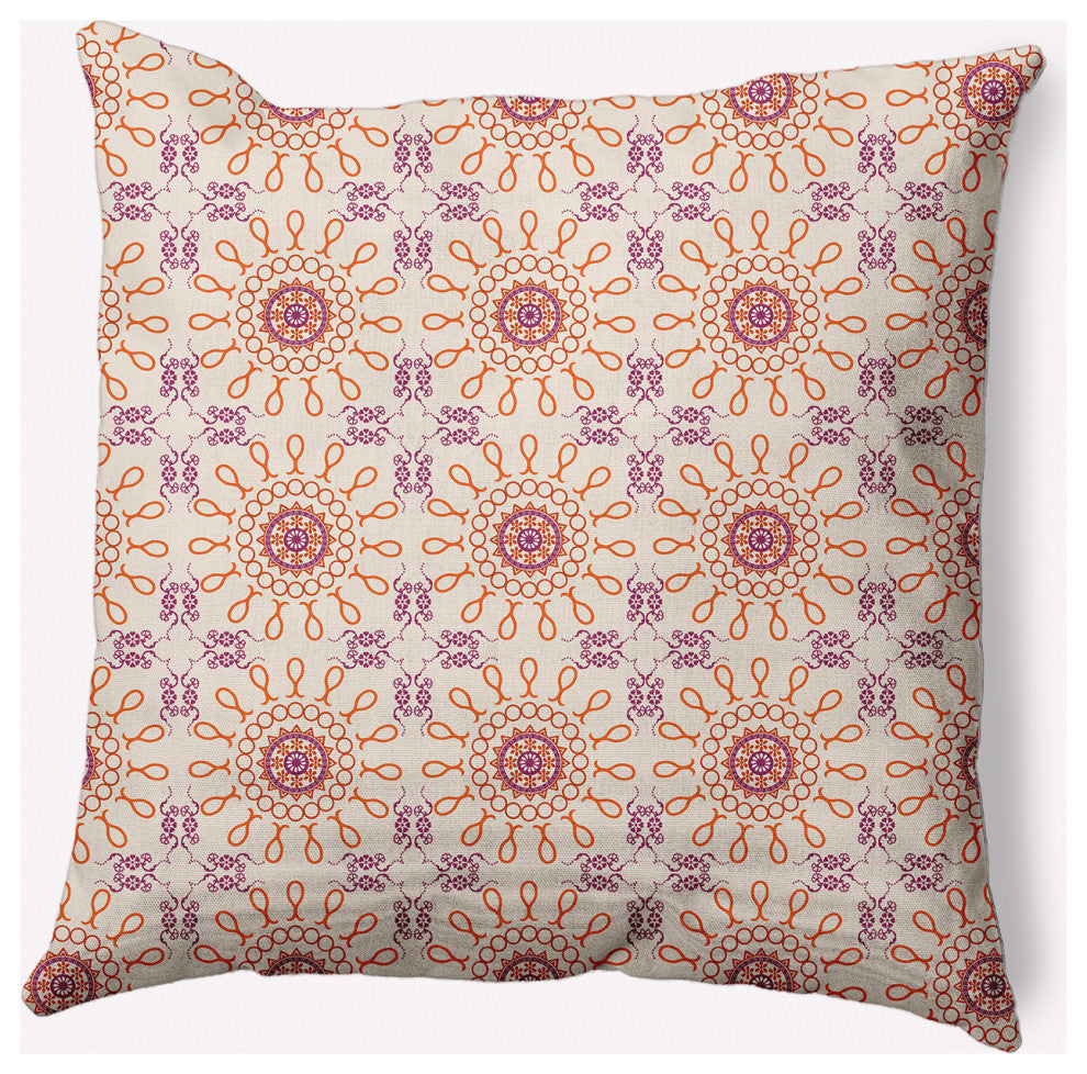 18" x 18" Sun Tile Indoor/Outdoor Polyester Throw Pillow, Sienna