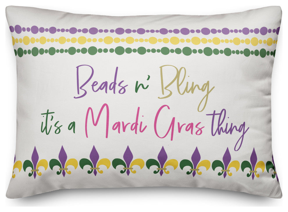 Beads and Bling It's a Mardi Gras Thing 14x20 Spun Poly Pillow