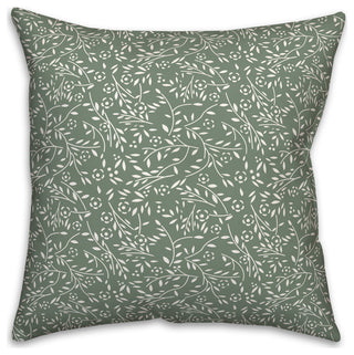 Green Floral Pattern 18x18 Indoor/Outdoor Pillow