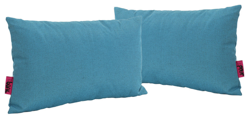 GDF Studio Coronado Outdoor Water Resistant Rectangular Throw Pillow, Teal, Set