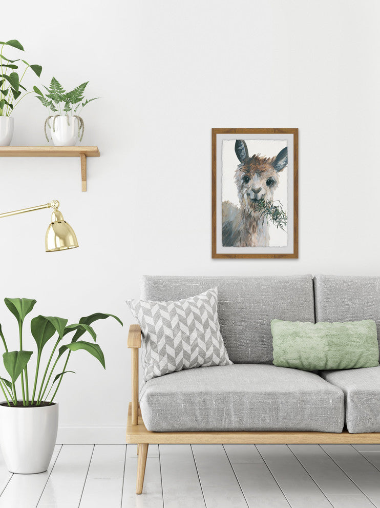 "Munching Llama" Framed Painting Print, 20"x30"