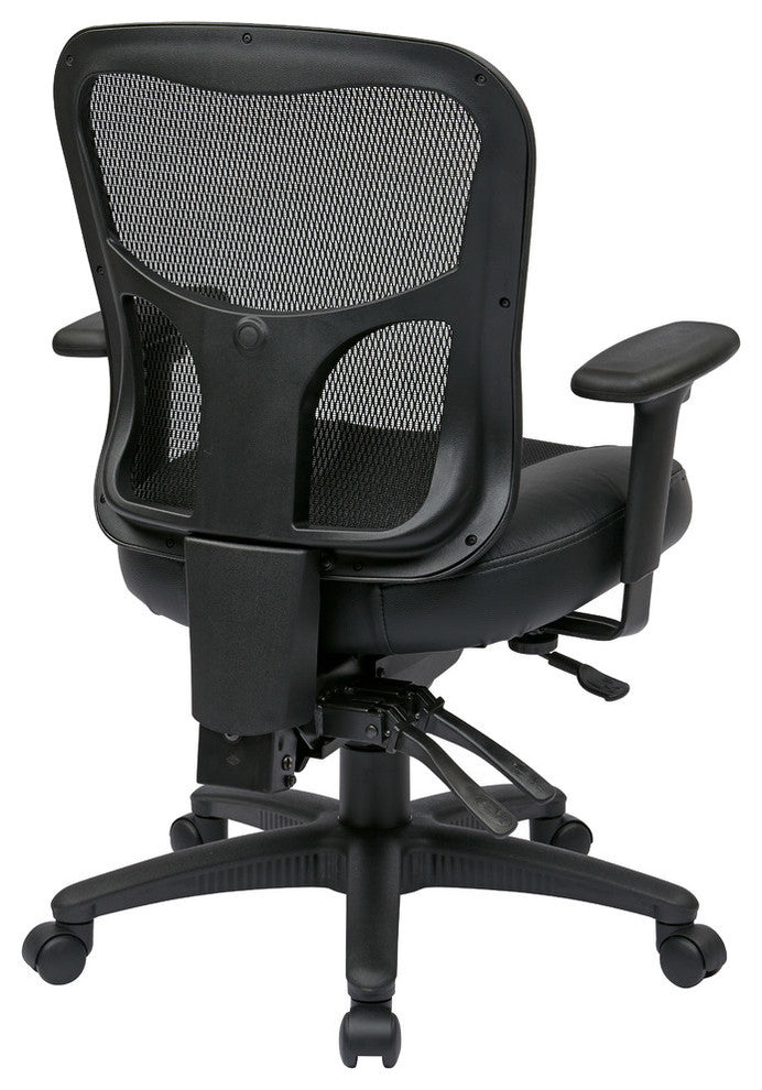 ProGrid High Back Manager Office Chair with Black Leather and Mesh Seat