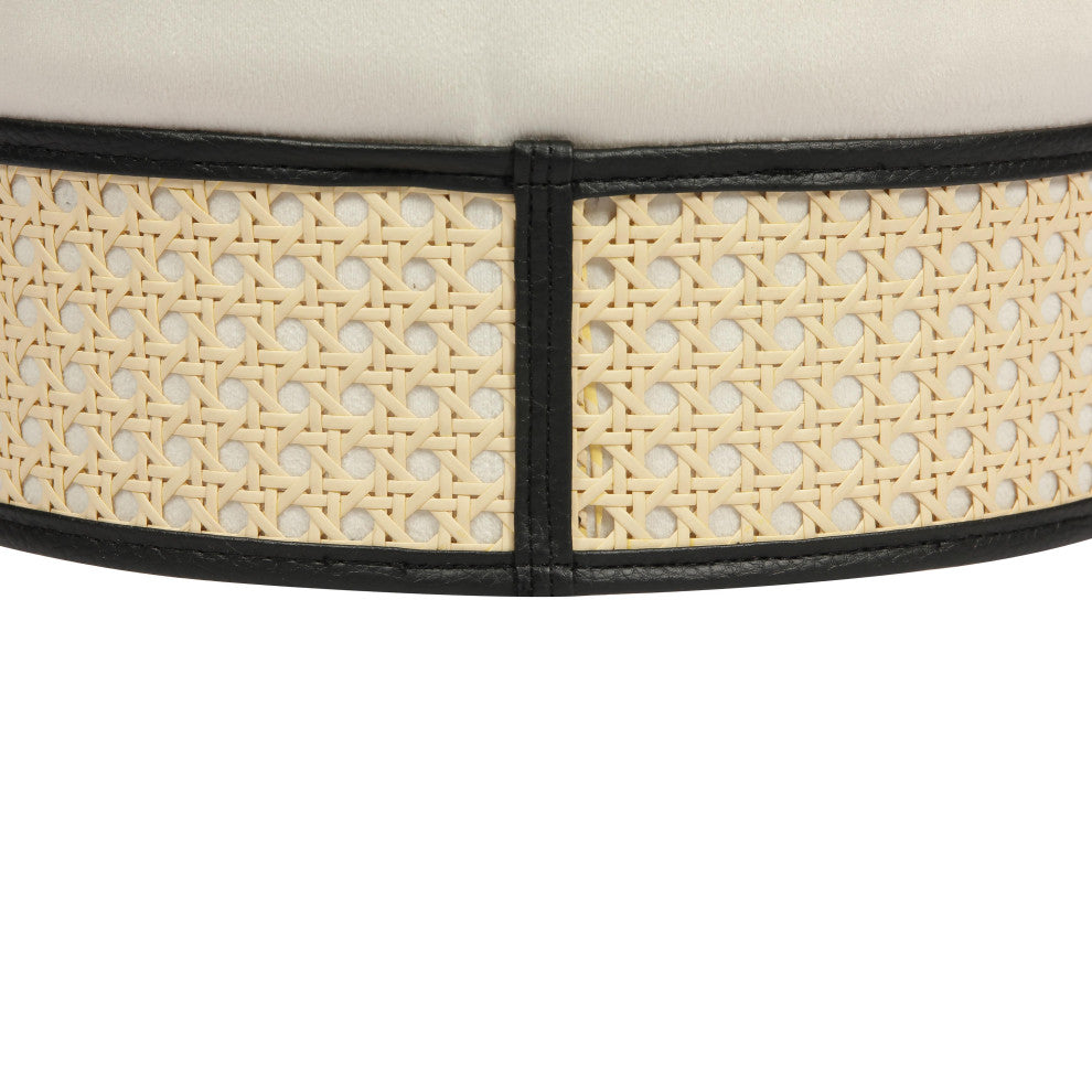 TOV Furniture Ivy Cream Velvet Ottoman