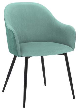 Pixie Fabric Dining Room Chair With Black Metal Legs, Teal