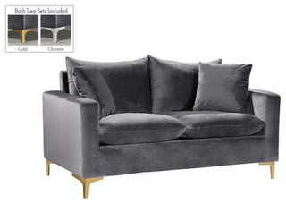 Home Square 2-Piece Furniture Set with Velvet Accent Chair and Loveseat in Gray
