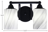 Paramount 2-Light Bath Bar, Matte Black, 4" Onyx Swirl Glass