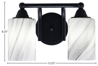 Paramount 2-Light Bath Bar, Matte Black, 4" Onyx Swirl Glass