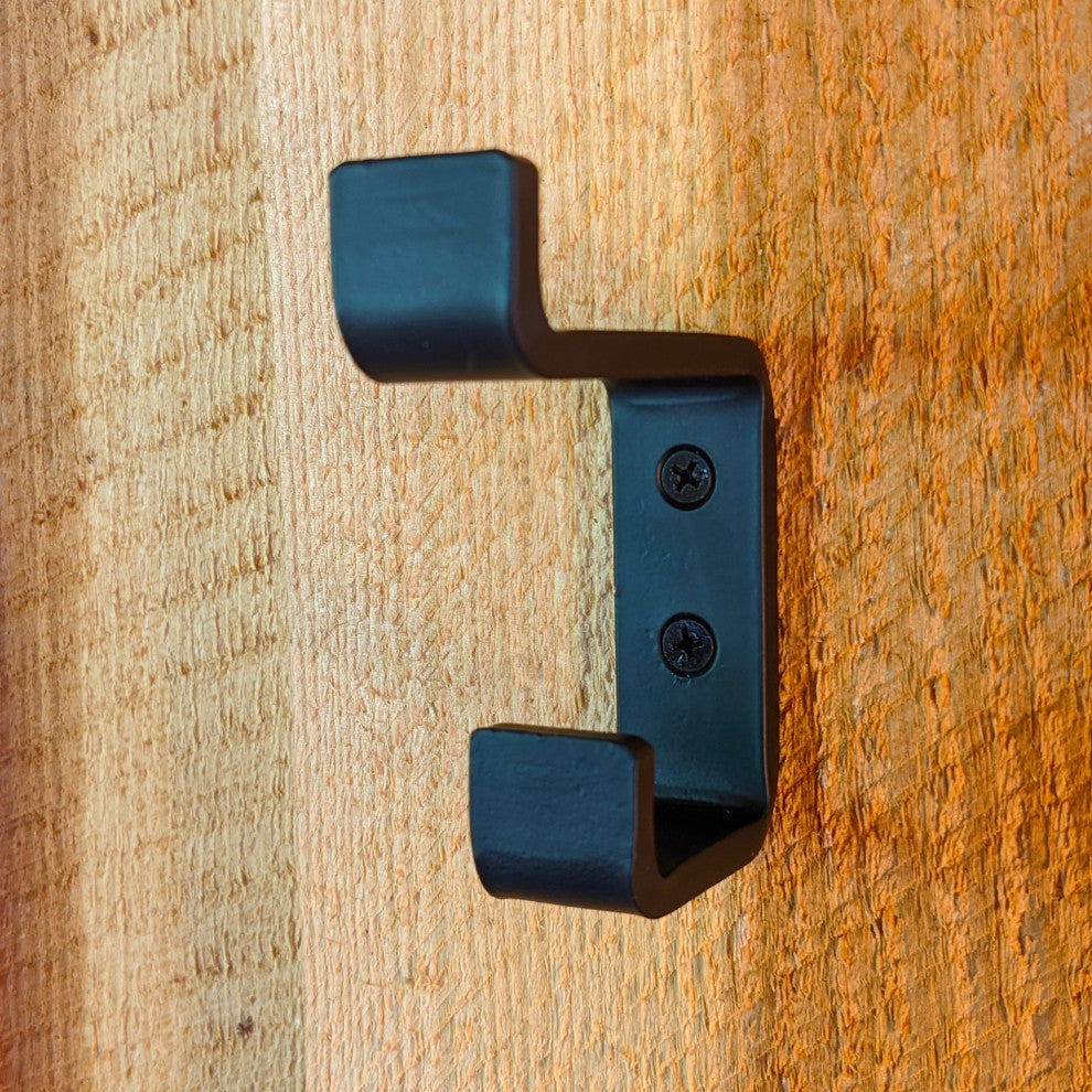 (4) Double Coat Hook C Black Steel Iron Modern Farmhouse Rustic Industrial