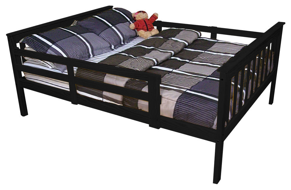 Mission-Style Pine Bed, Black, Full, With Safety Rails