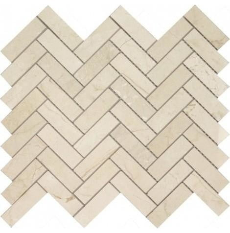 Crema Marfil Marble Honed 1 x 4 Herringbone Mosaic Tile