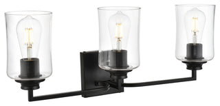 3 Light Black And Clear Bath Sconce