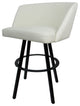 Swivel Metal Bar Stool Joey on Warren Base, White Vinyl Black, 26"