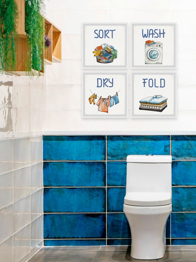 Perfect Laundry Quadriptych, 4-Piece Set, 12x12 Panels