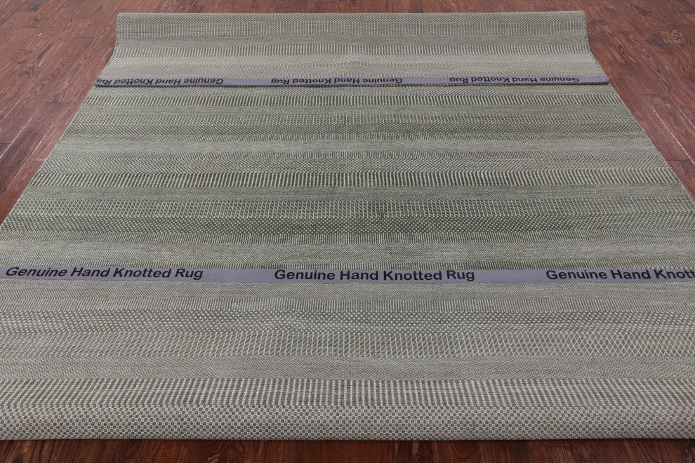 Savannah Grass Hand Knotted Wool and Silk Rug 9' 0" X 12' 3" Q12004