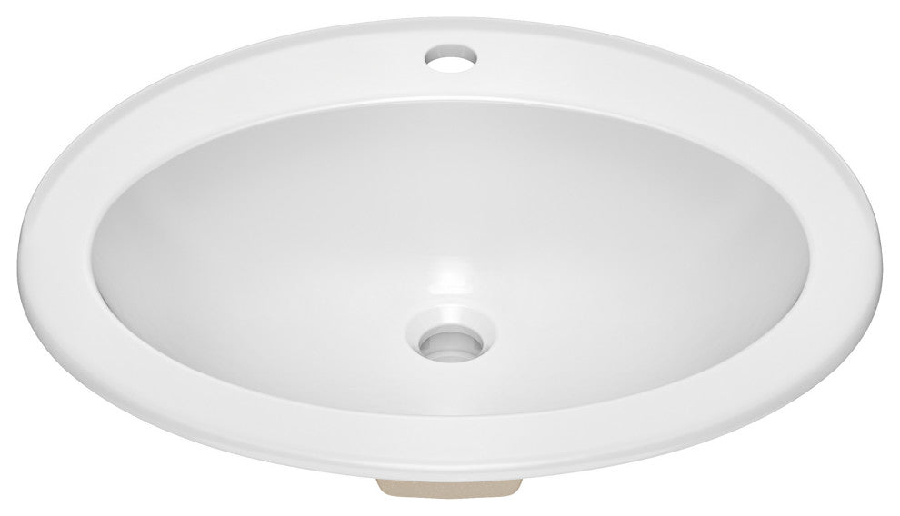 KRAUS Elavo 22 in. Oval Porcelain Ceramic Self-Rimming Drop, Bathroom Sink