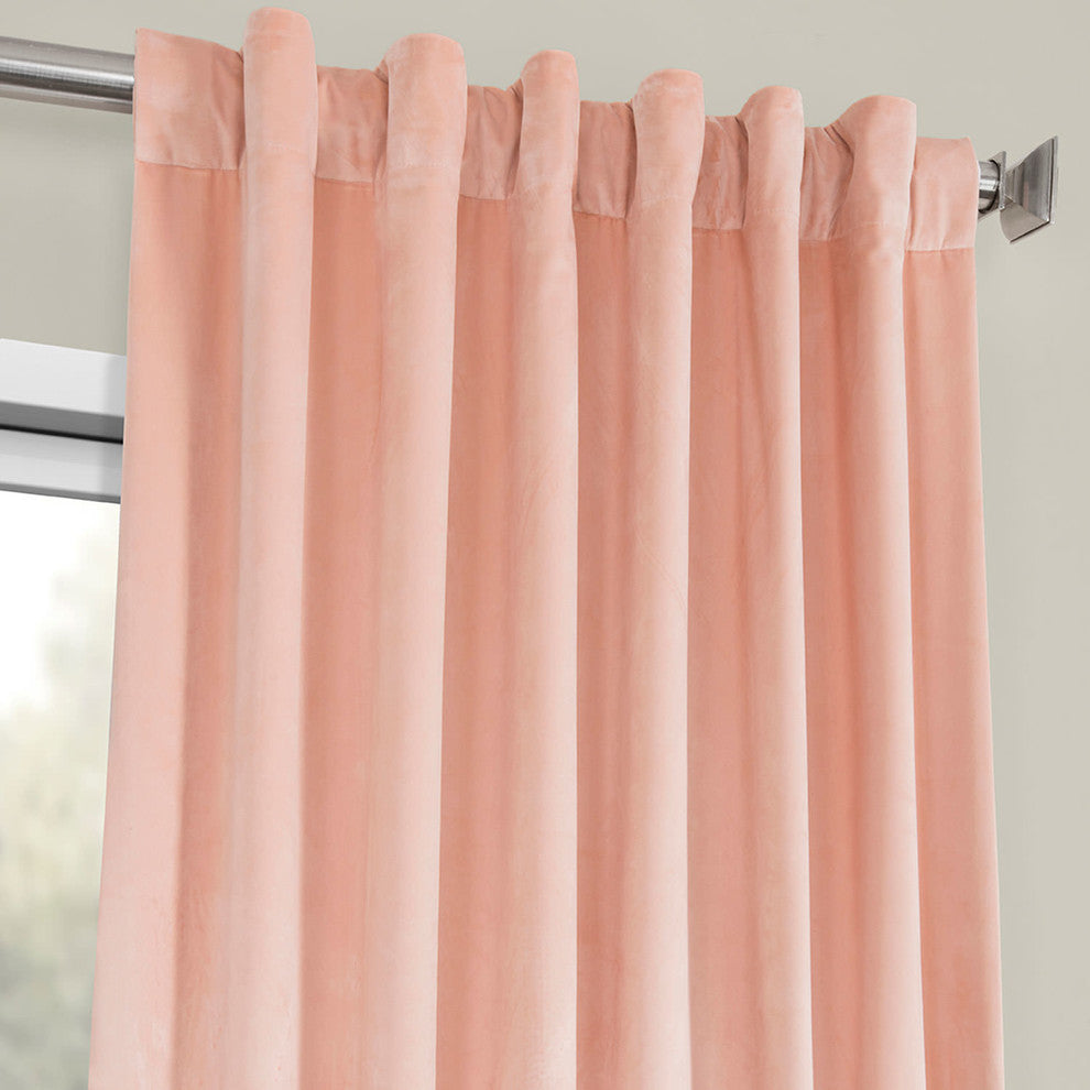 Heritage Plush Velvet Curtain Single Panel, Peach Blossom, 50"x108"