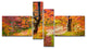 Bright Colorful Fall Trees in Forest, Landscape Canvas Print, 60"x32", 4 panels
