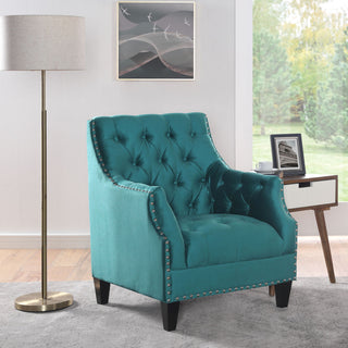 Norway Tufted Accent Chair with Nailhead Trim, Teal