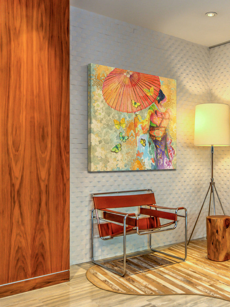 "Umbrella Butterflies" Painting Print on Canvas by Evelia