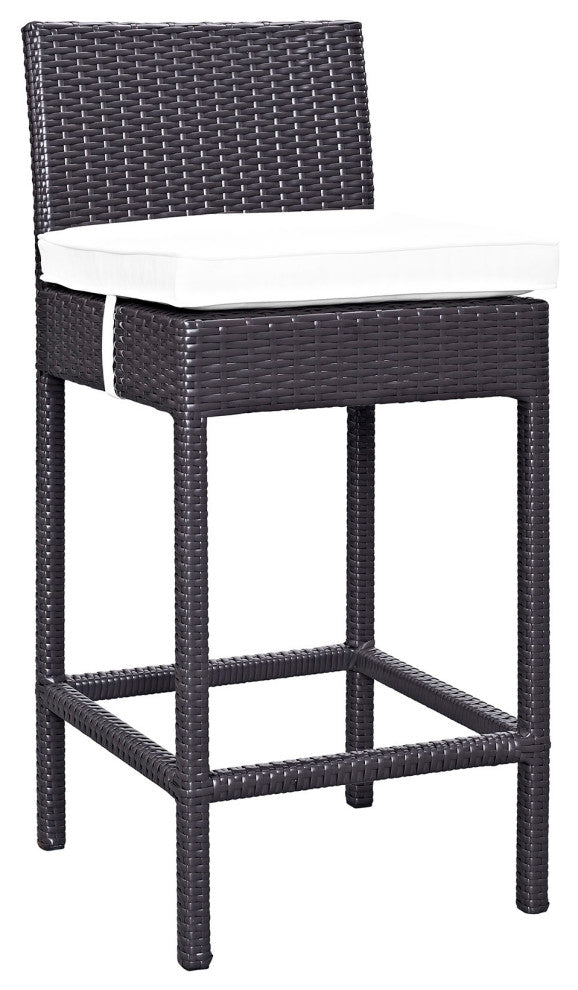 Espresso White Lift Bar Stool Outdoor Patio Set of 2