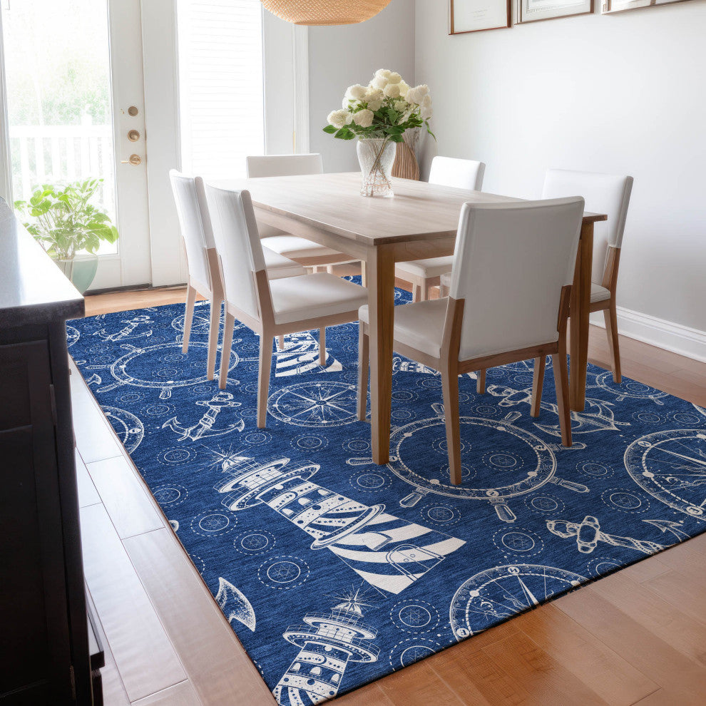 Addison Premium Washable Mayfield AMF154 Blue 2'6" x 3'10" Rug
