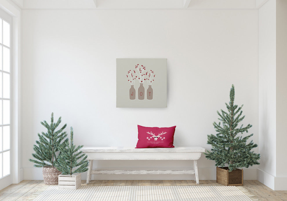 Cool Christmas Deer Accent Pillow, Holiday Pink, 14"x20"