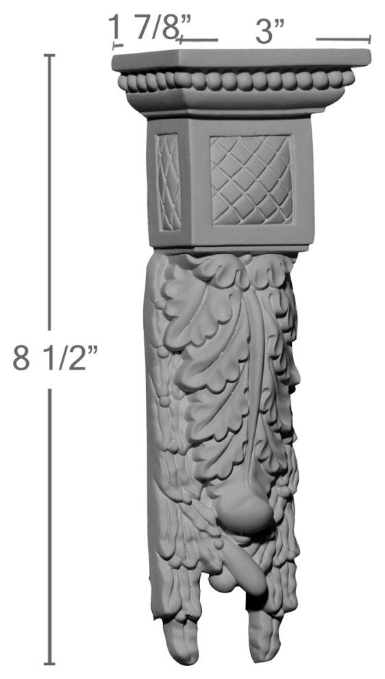 3"W x 1 7/8"D x 8 1/2"H Hampshire Small Drop Corbel