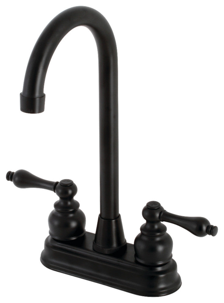 KB490AL Victorian 4" Centerset High Arch Bar Faucet, Matte Black